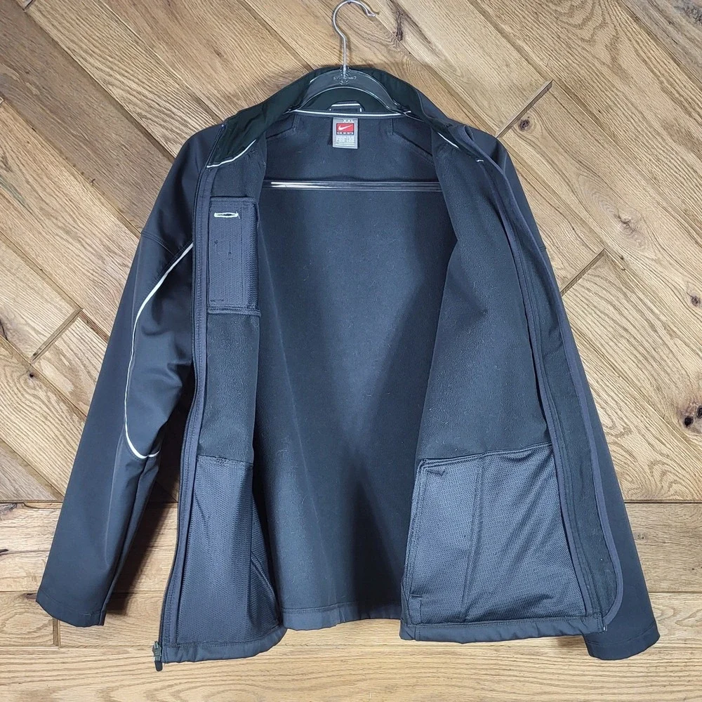 Nike Jacket Mens Size XXL Full Zip Fleece Lined Softshell Piping Gray